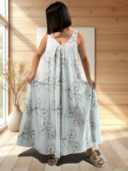 CANDICE - ROBE AMPLE BRODEE JUSQU'A LA TAILLE 52