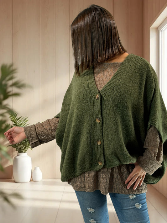 MADISON - GILET OVERSIZE KAKI JUSQU'A LA TAILLE 56