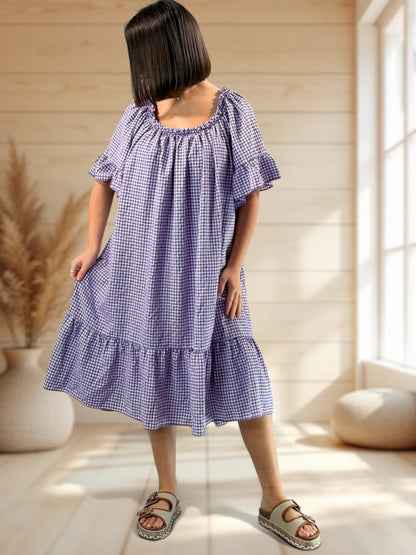 MARGARET - ROBE VICHY LILAS JUSQU'A LA TAILLE 56