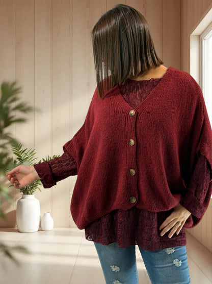 MADISON - GILET OVERSIZE BORDEAUX JUSQU'A LA TAILLE 56