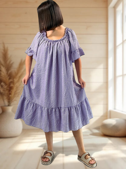 MARGARET - ROBE VICHY LILAS JUSQU'A LA TAILLE 56