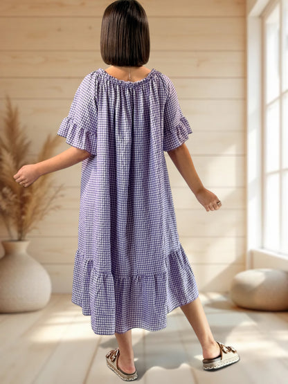 MARGARET - ROBE VICHY LILAS JUSQU'A LA TAILLE 56