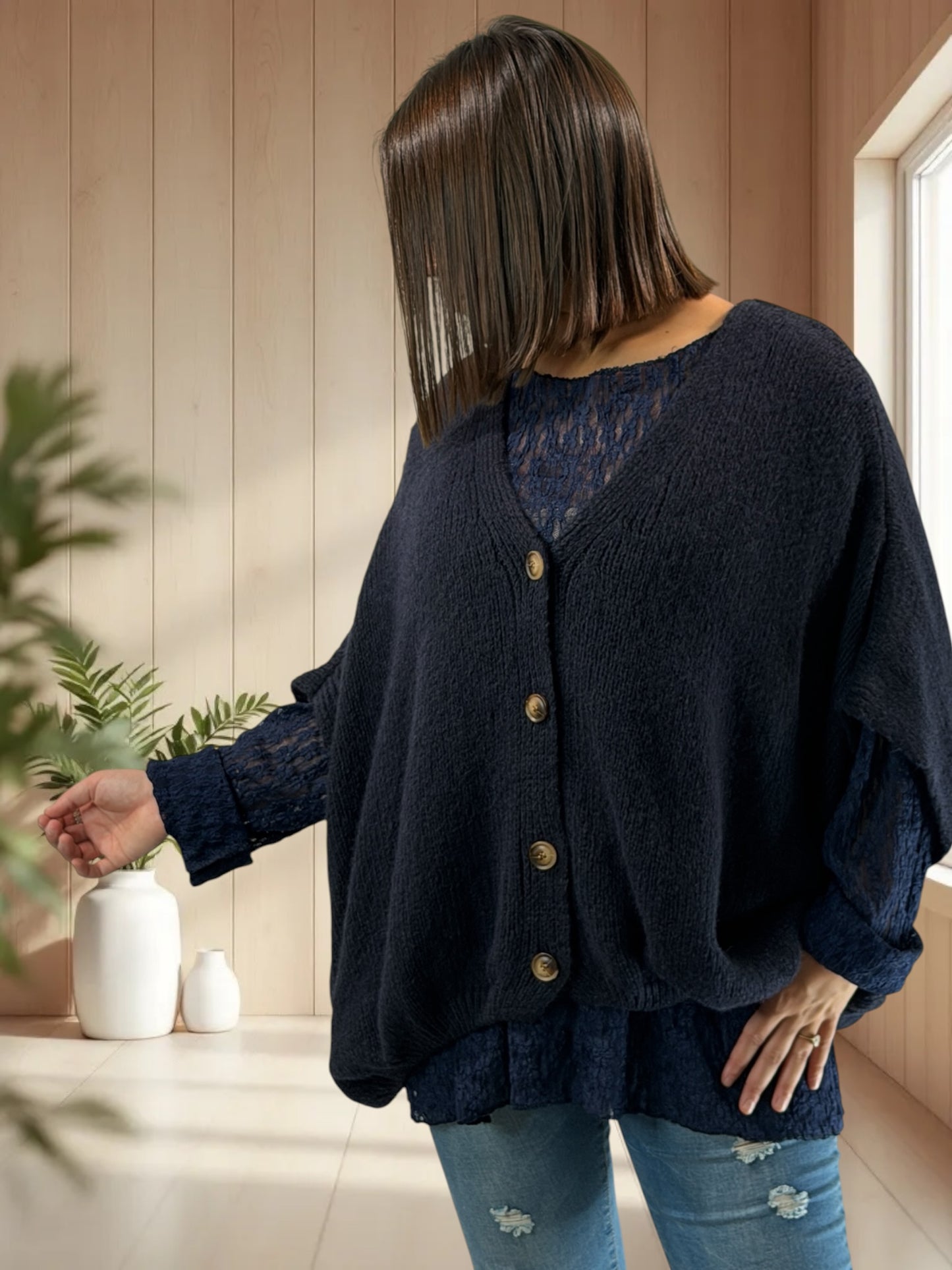MADISON - GILET OVERSIZE MARINE JUSQU'A LA TAILLE 56