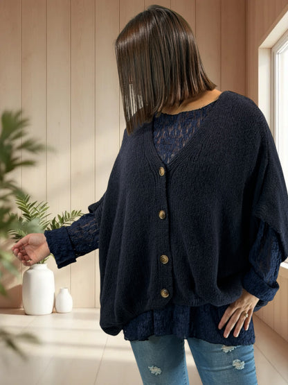 MADISON - GILET OVERSIZE MARINE JUSQU'A LA TAILLE 56