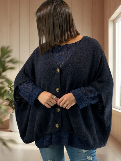 MADISON - GILET OVERSIZE MARINE JUSQU'A LA TAILLE 56