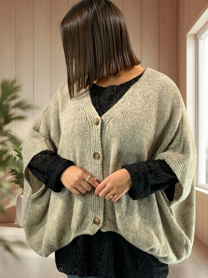 MADISON - GILET OVERSIZE TAUPE JUSQU'A LA TAILLE 56