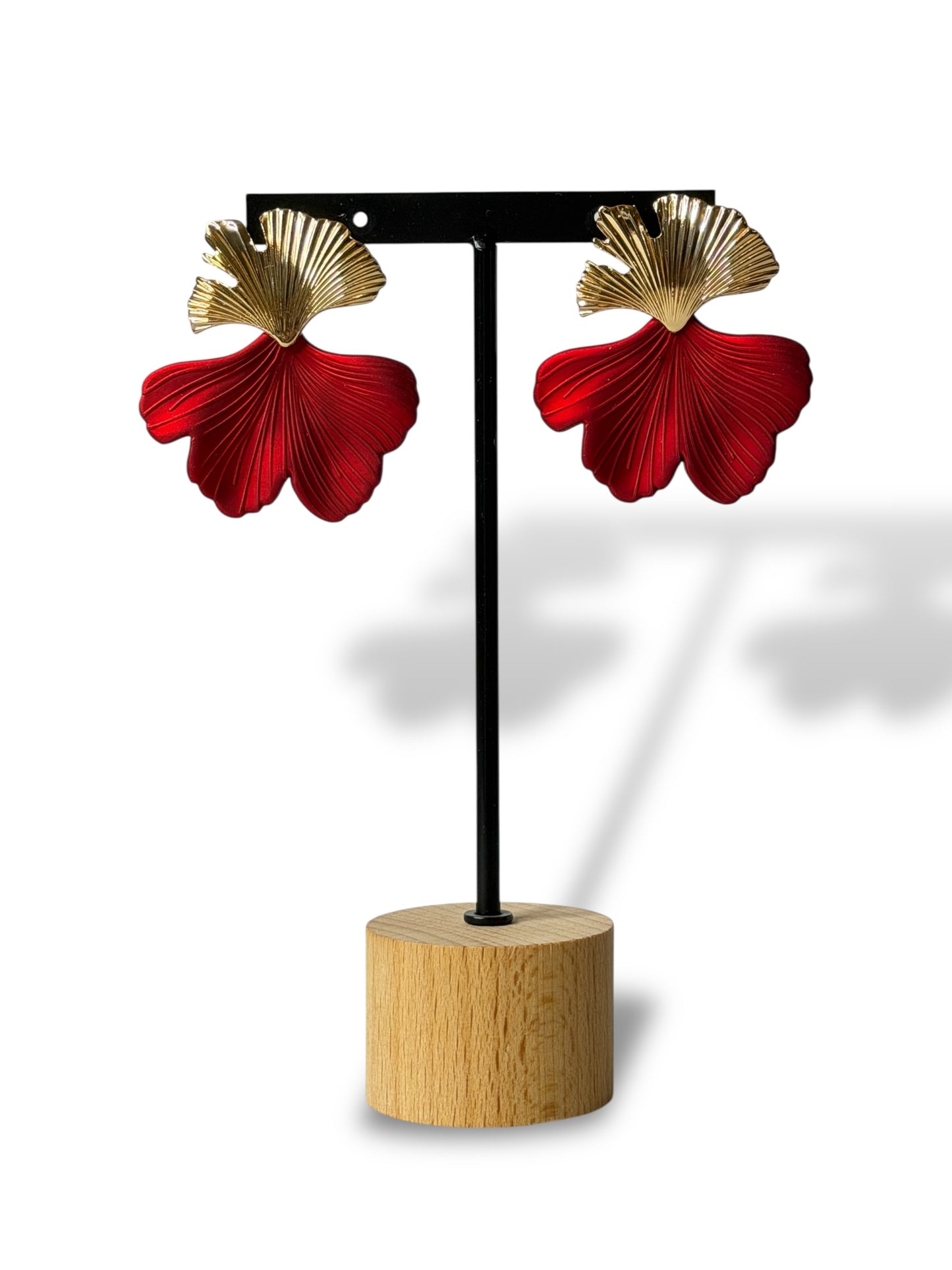 GINKGO - BOUCLES D'OREILLES ROUGE TENDANCE