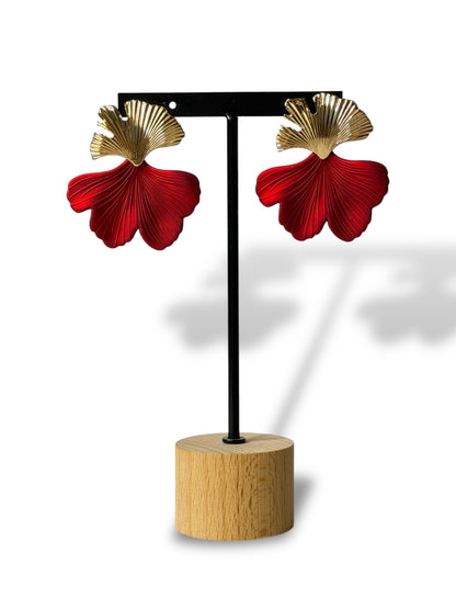 GINKGO - BOUCLES D'OREILLES ROUGE TENDANCE