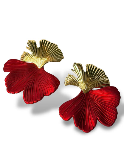GINKGO - BOUCLES D'OREILLES ROUGE TENDANCE