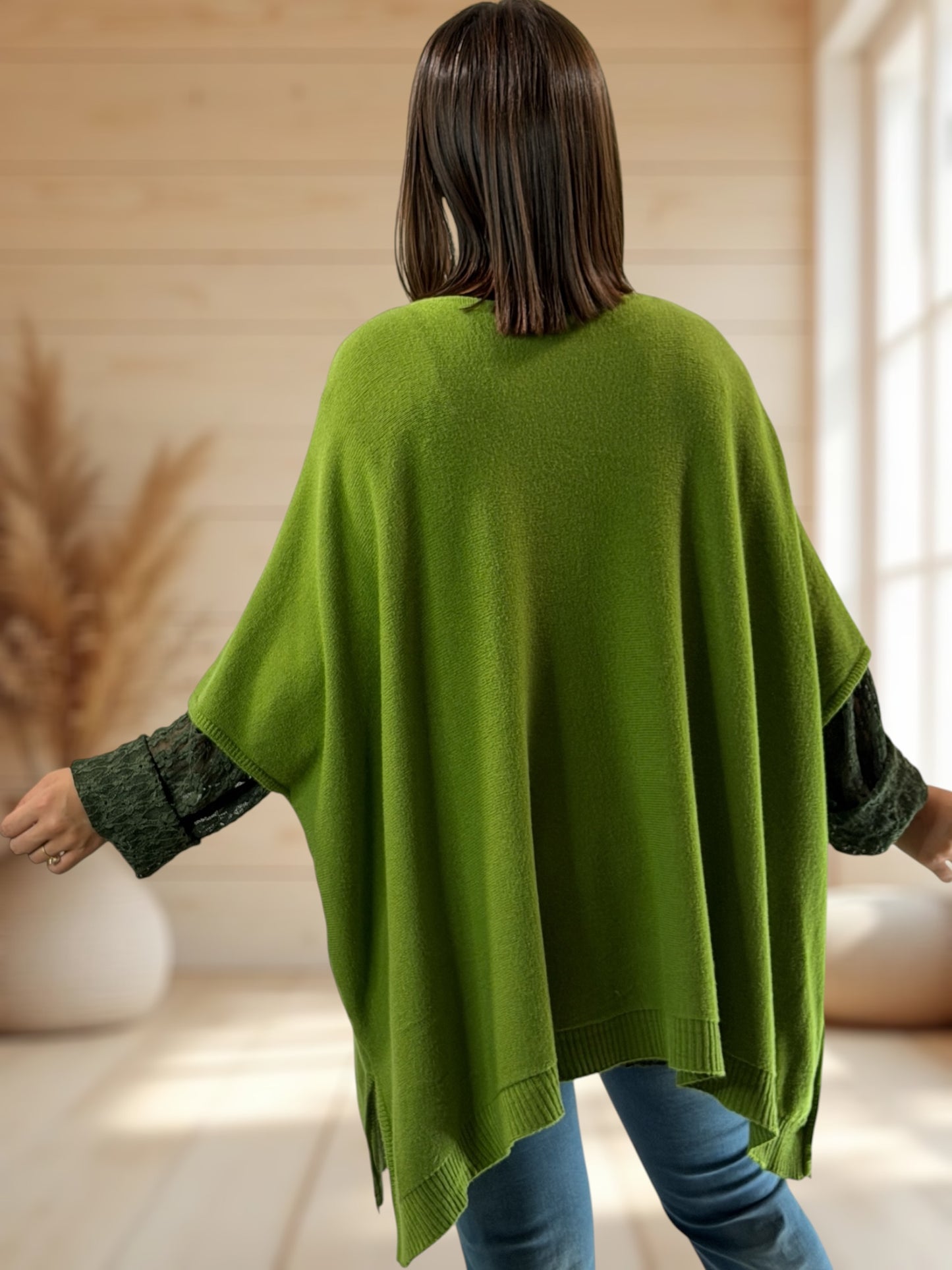 MILLO - PULL OVERSIZE VERT JUSQU'A LA TAILLE 60