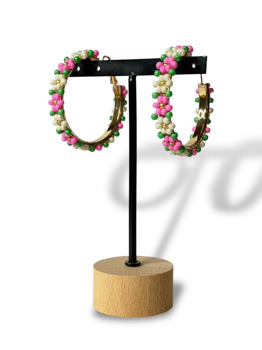 CORALINE - BOUCLES D'OREILLES CREOLES AVEC FLEUR