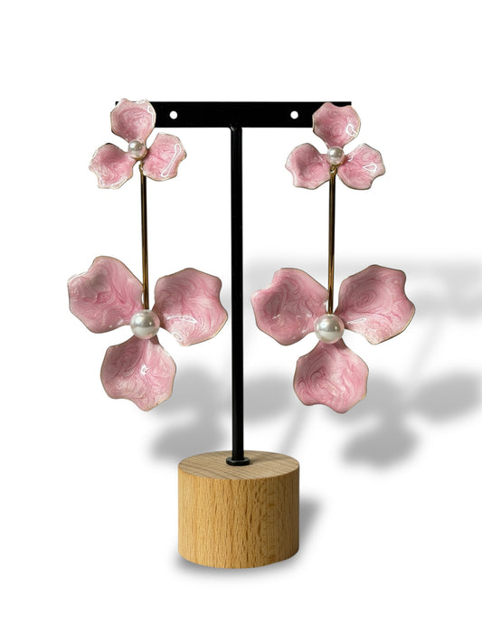 JULIA - BOUCLES D'OREILLES ROSE TENDANCE