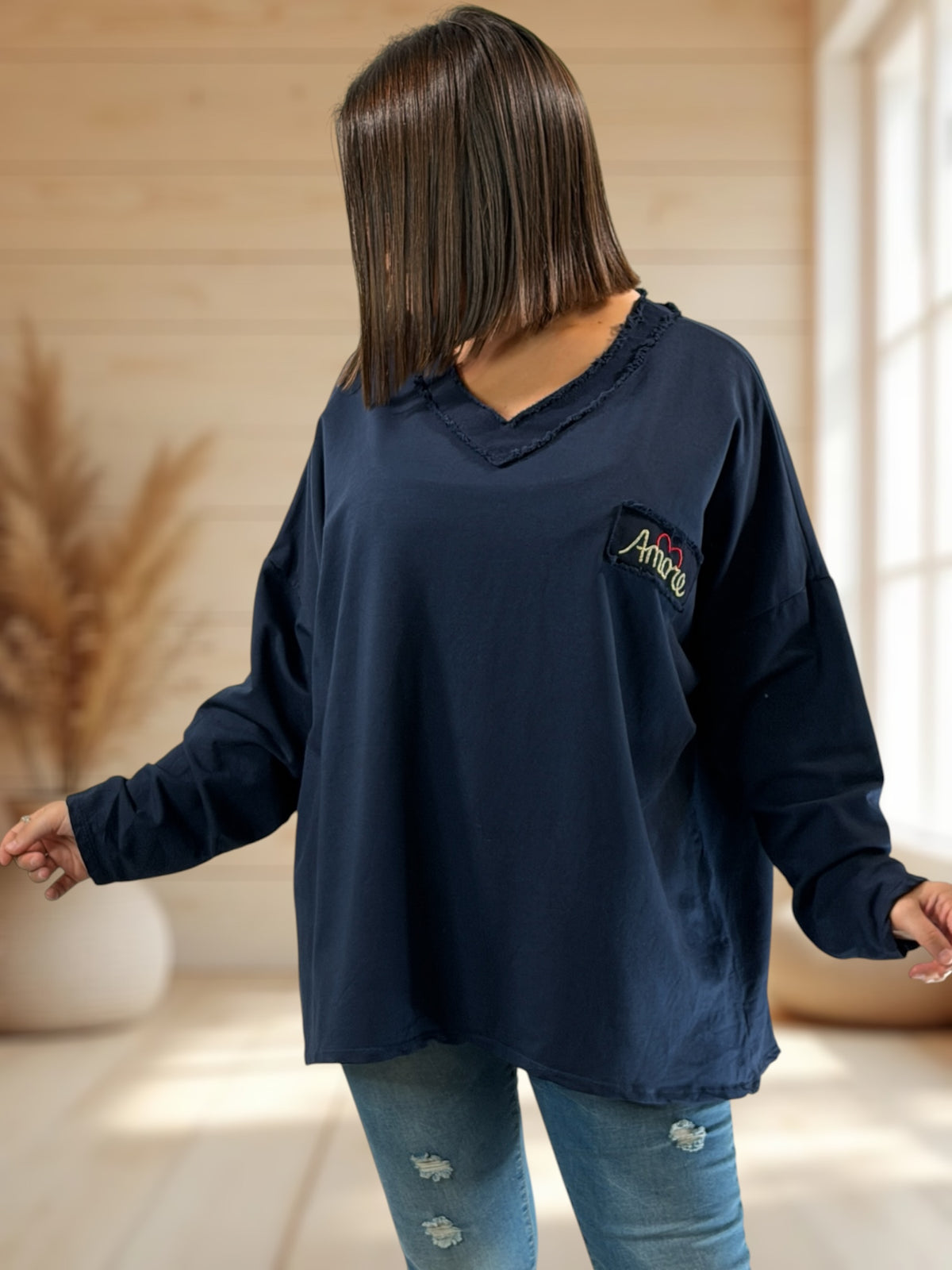 AMORE - SWEAT LEGER MARINE JUSQU'A LA TAILLE 54