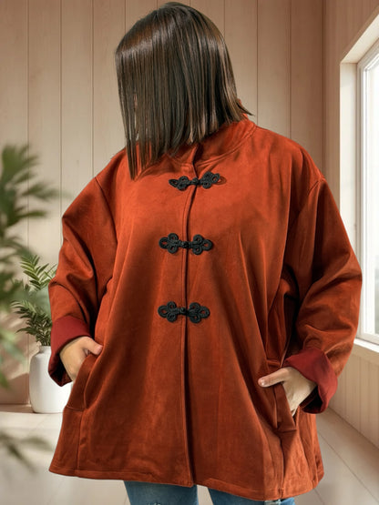 DONATELLA - VESTE ROUILLE EFFET DAIM JUSQU'A LA TAILLE 52/54