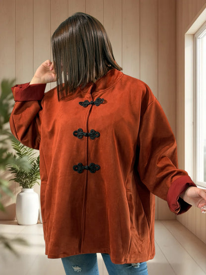 DONATELLA - VESTE ROUILLE EFFET DAIM JUSQU'A LA TAILLE 52/54