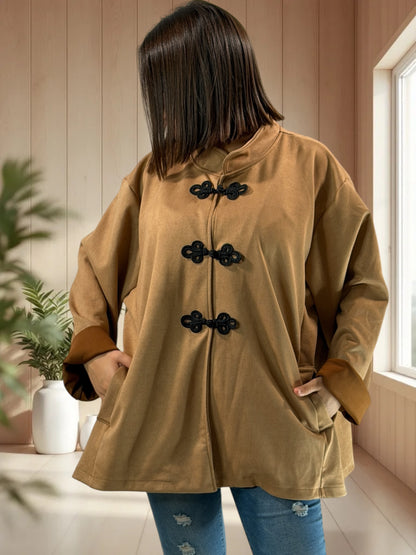 DONATELLA - VESTE CAMEL EFFET DAIM JUSQU'A LA TAILLE 52/54