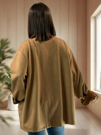 DONATELLA - VESTE CAMEL EFFET DAIM JUSQU'A LA TAILLE 52/54