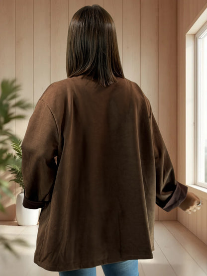 DONATELLA - VESTE MARRON EFFET DAIM JUSQU'A LA TAILLE 52/54