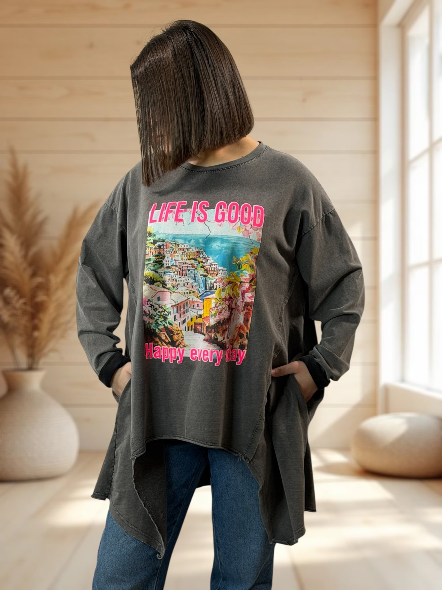 HAPPY - SWEAT OVERSIZE JUSQU'A LA TAILLE 50