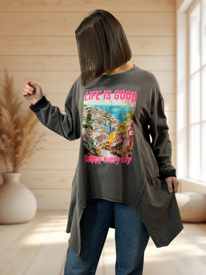 HAPPY - SWEAT OVERSIZE JUSQU'A LA TAILLE 50