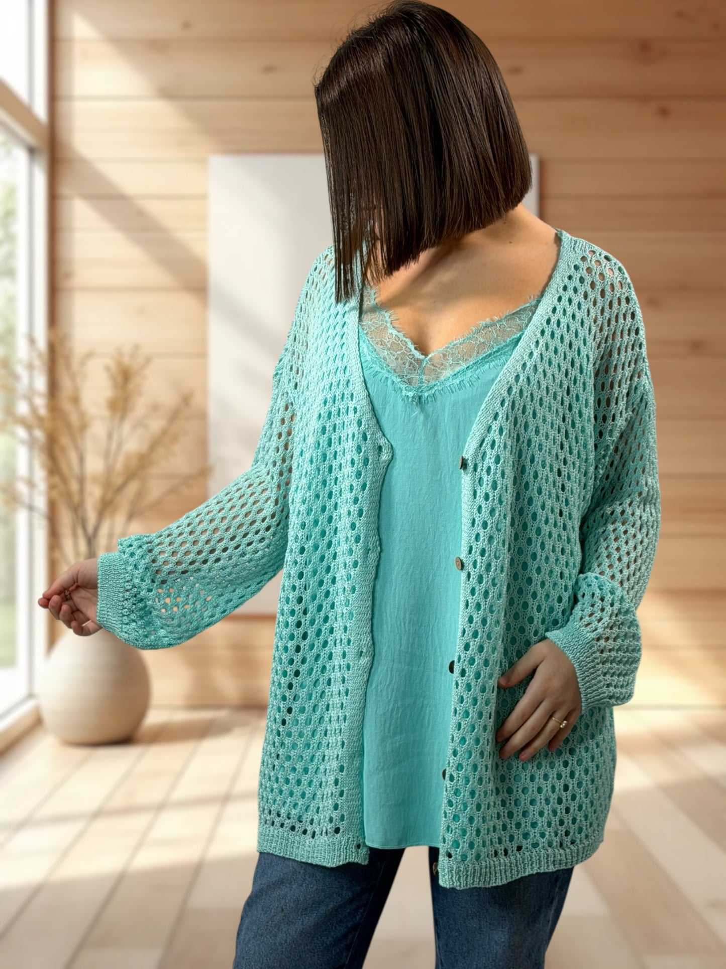ROSANA - GILET RESILLE LAGON JUSQU'A LA TAILLE 54