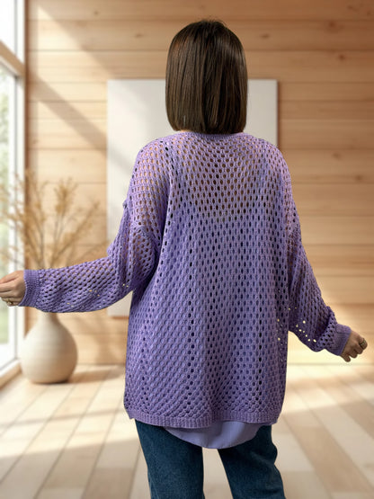 ROSANA - GILET RESILLE LILAS JUSQU'A LA TAILLE 54