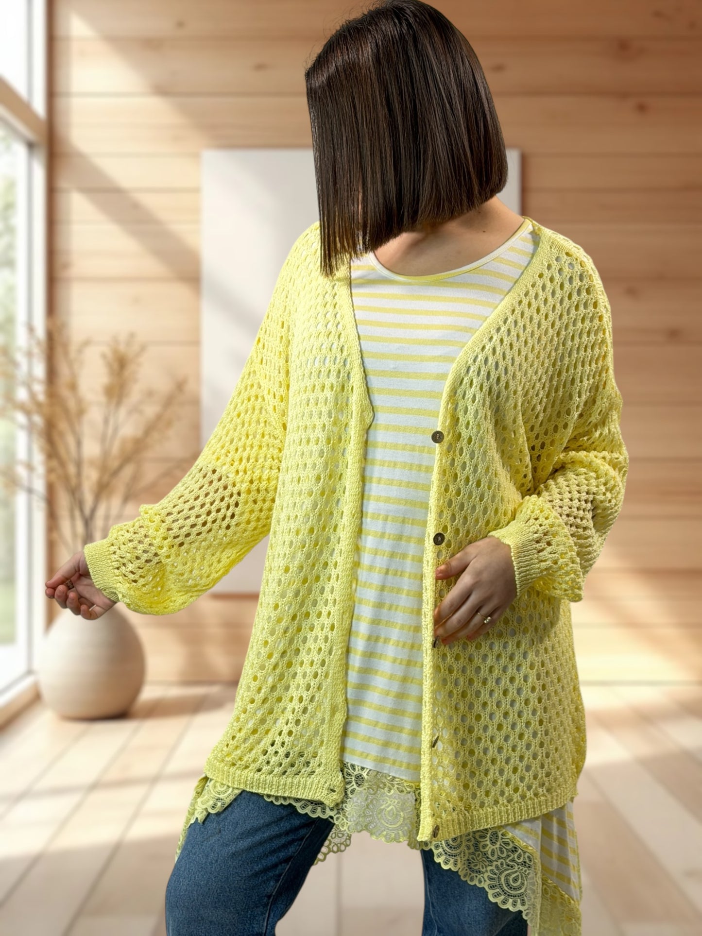 ROSANA - GILET RESILLE JAUNE JUSQU'A LA TAILLE 54