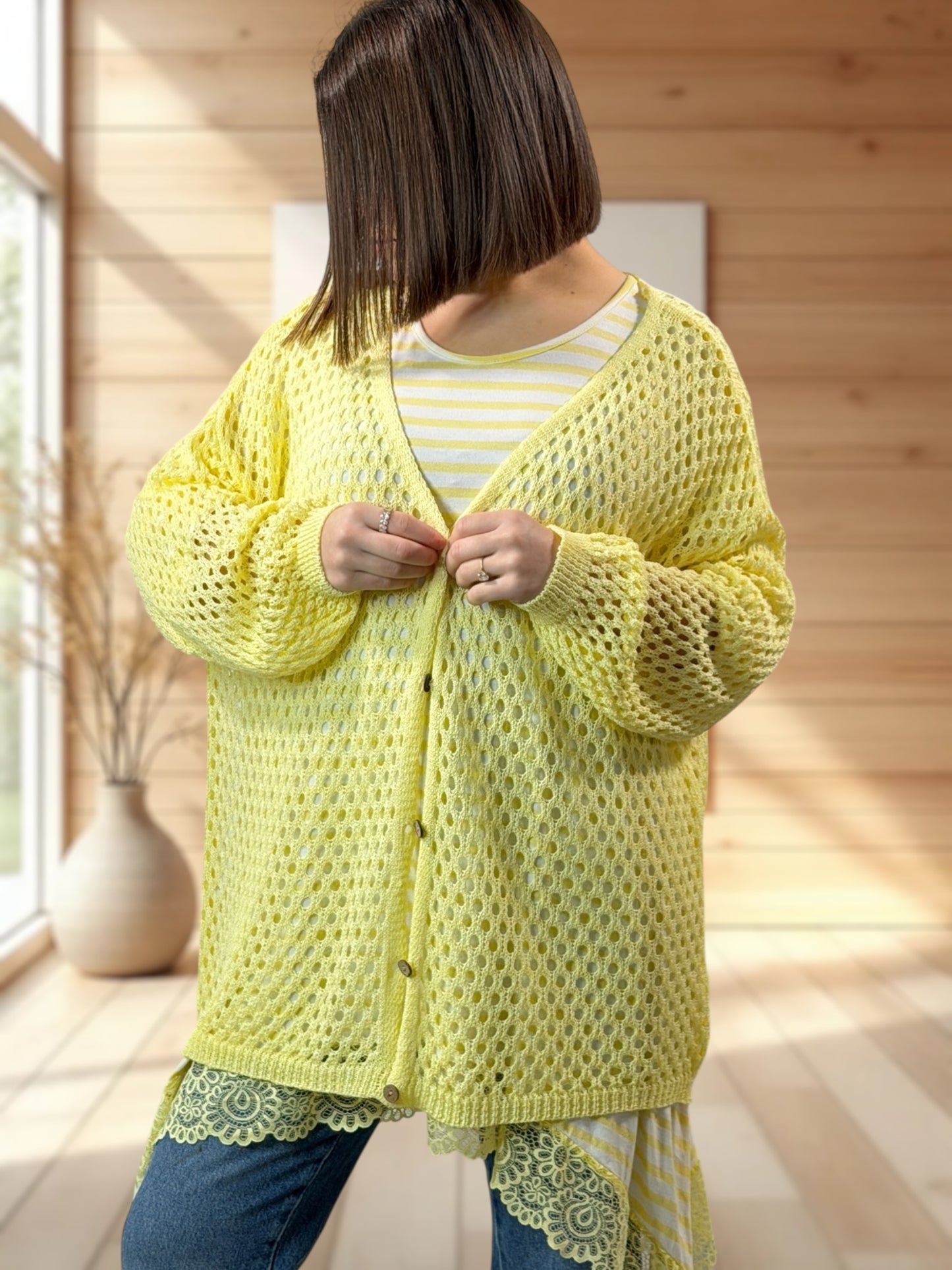 ROSANA - GILET RESILLE JAUNE JUSQU'A LA TAILLE 54