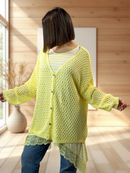 ROSANA - GILET RESILLE JAUNE JUSQU'A LA TAILLE 54