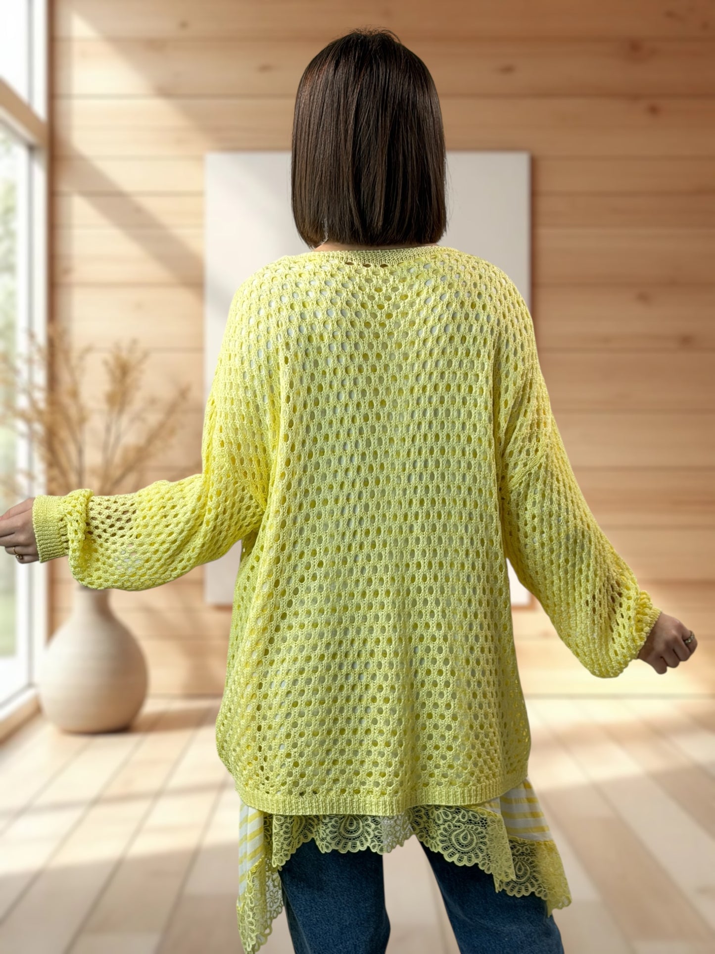 ROSANA - GILET RESILLE JAUNE JUSQU'A LA TAILLE 54