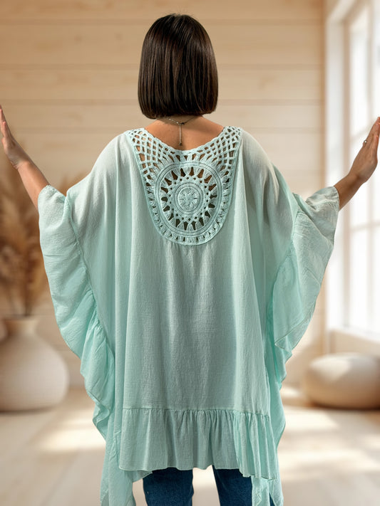 BERTILLA  - TUNIQUE OVERSIZE LAGON JUSQU'A LA TAILLE 58/60