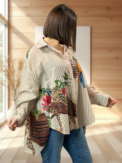 SUN - CHEMISE OVERSIZE A MOTIF JUSQU'A LA TAILLE 54