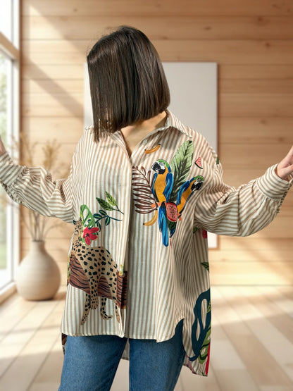 SUN - CHEMISE OVERSIZE A MOTIF JUSQU'A LA TAILLE 54