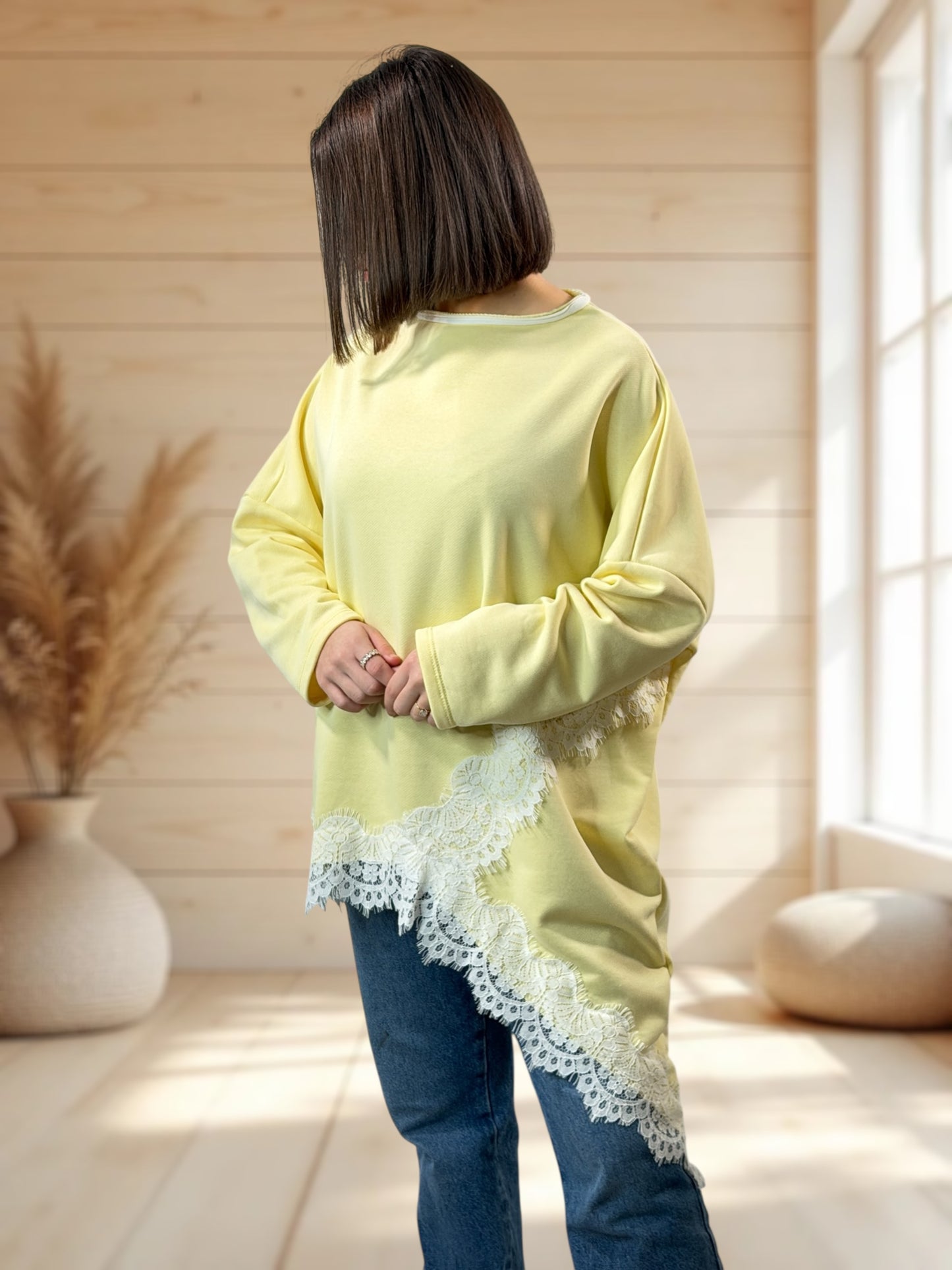 CAPRICE - SWEAT OVERSIZE JAUNE JUSQU'A LA TAILLE 52/54