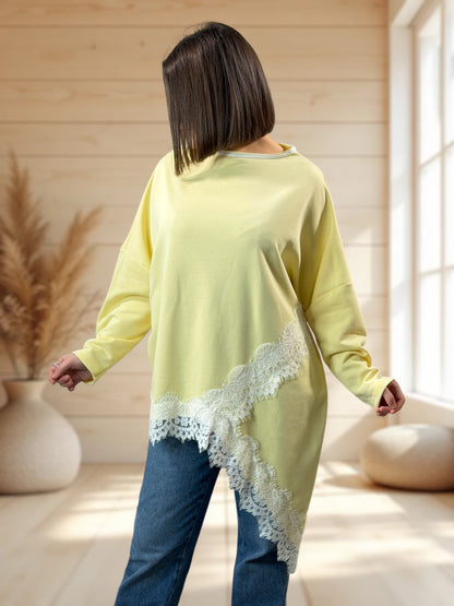 CAPRICE - SWEAT OVERSIZE JAUNE JUSQU'A LA TAILLE 52/54