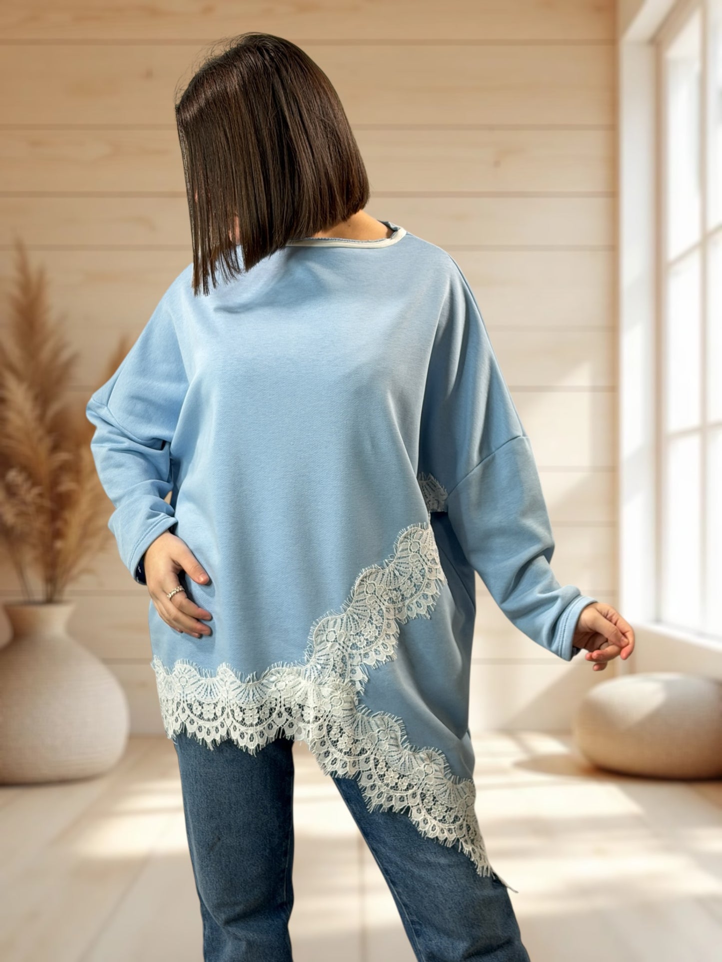 CAPRICE - SWEAT OVERSIZE BLEU JUSQU'A LA TAILLE 52/54