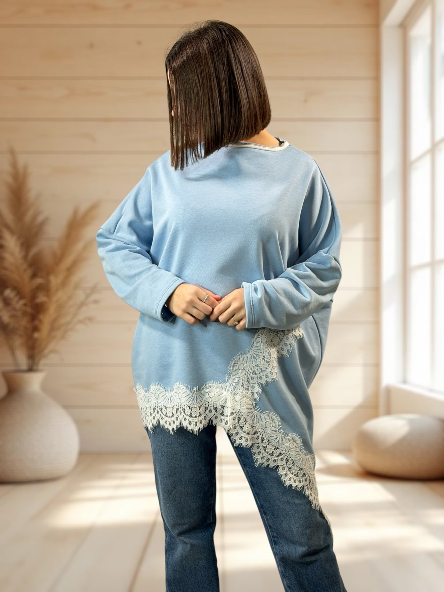 CAPRICE - SWEAT OVERSIZE BLEU JUSQU'A LA TAILLE 52/54