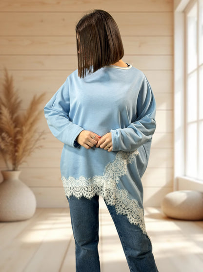 CAPRICE - SWEAT OVERSIZE BLEU JUSQU'A LA TAILLE 52/54
