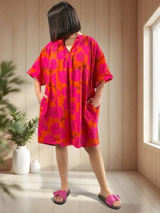HORTENCE - ROBE A MOTIF JUSQU'A LA TAILLE 54/56