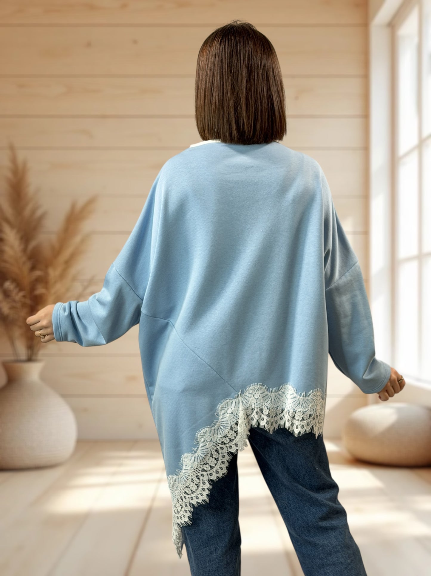CAPRICE - SWEAT OVERSIZE BLEU JUSQU'A LA TAILLE 52/54