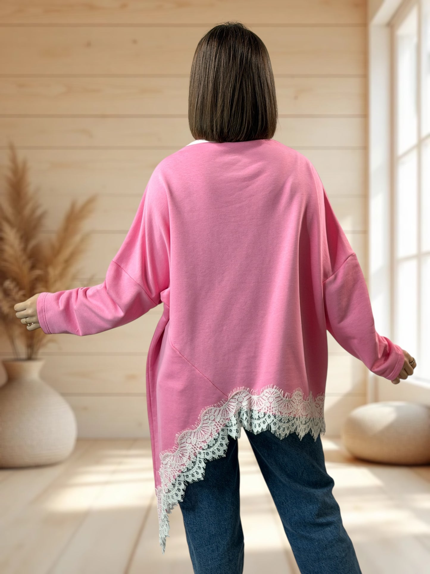 CAPRICE - SWEAT OVERSIZE ROSE JUSQU'A LA TAILLE 52/54