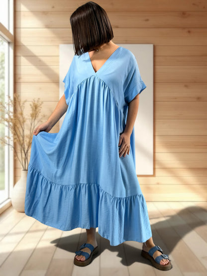 CLOE - ROBE LONGUE BLEUE JUSQU'A LA TAILLE 54