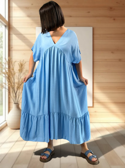 CLOE - ROBE LONGUE BLEUE JUSQU'A LA TAILLE 54