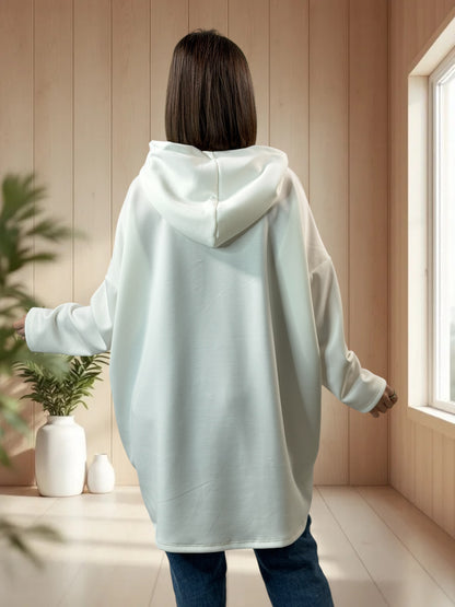 ELIOTH - SWEAT OVERSIZE BLANC A CAPUCHE JUSQU'A LA TAILLE 56