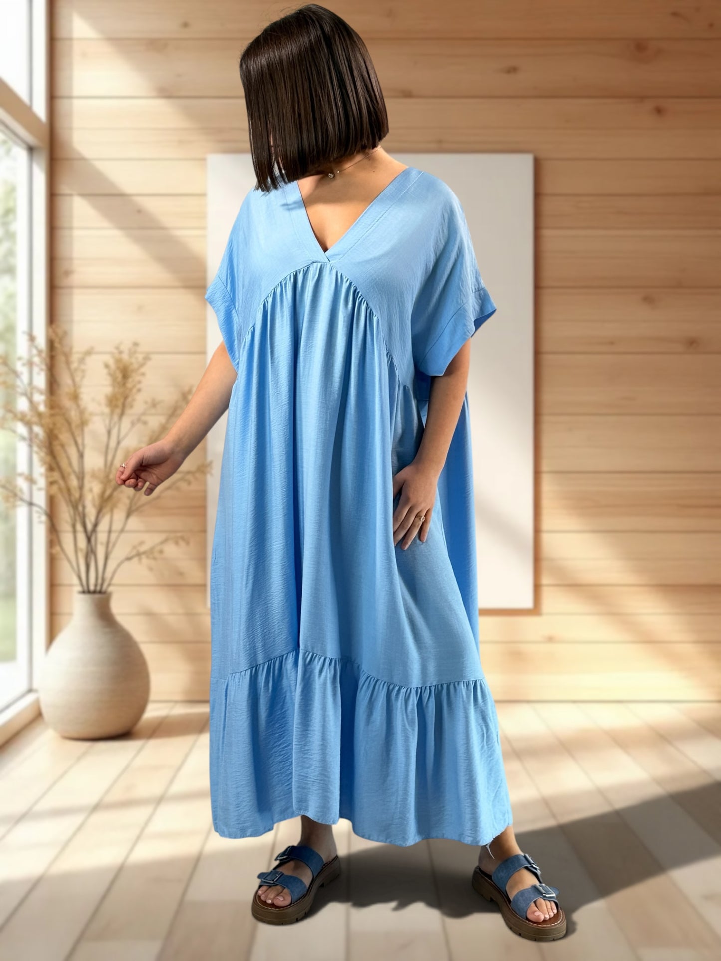 CLOE - ROBE LONGUE BLEUE JUSQU'A LA TAILLE 54