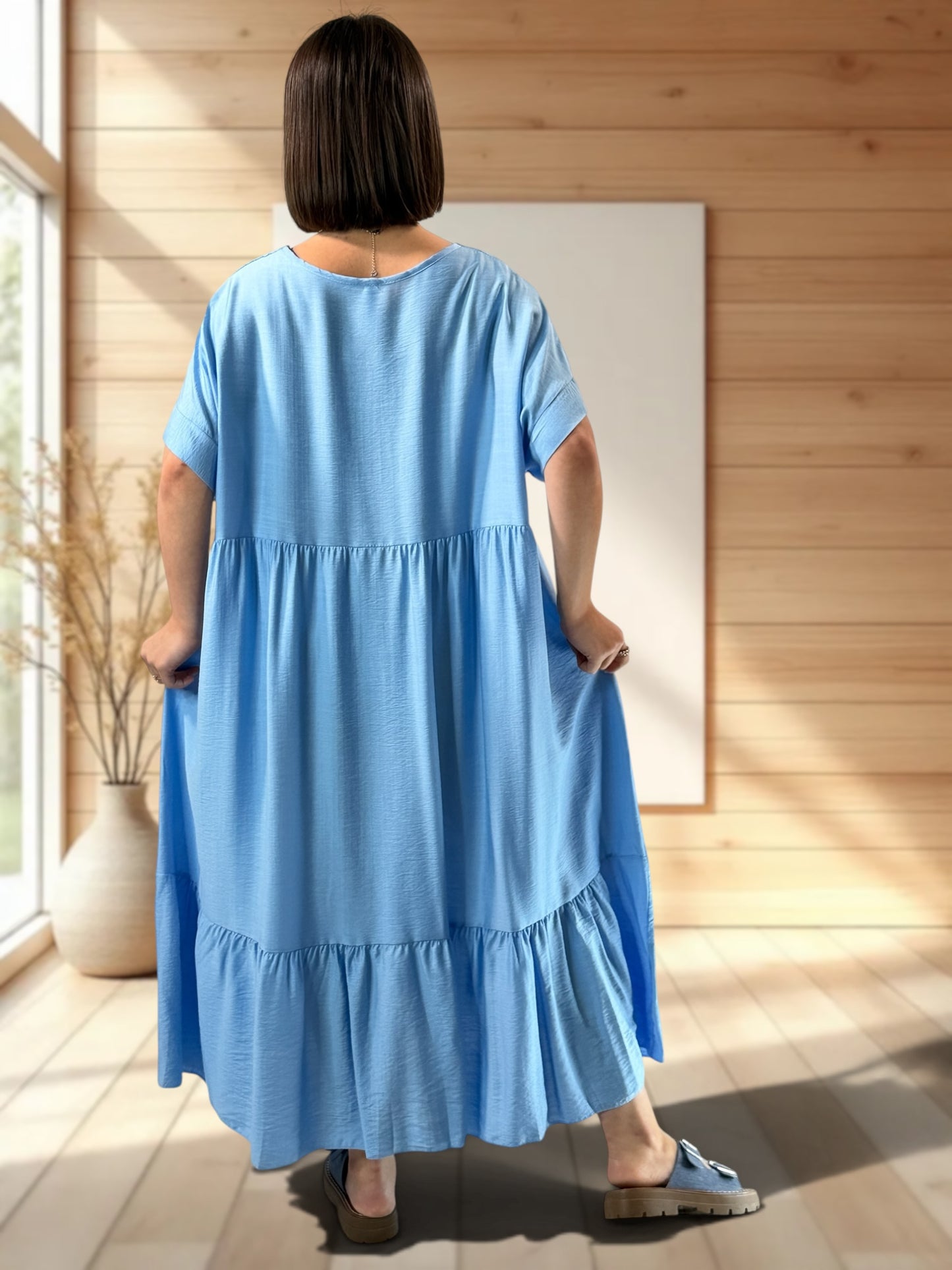 CLOE - ROBE LONGUE BLEUE JUSQU'A LA TAILLE 54