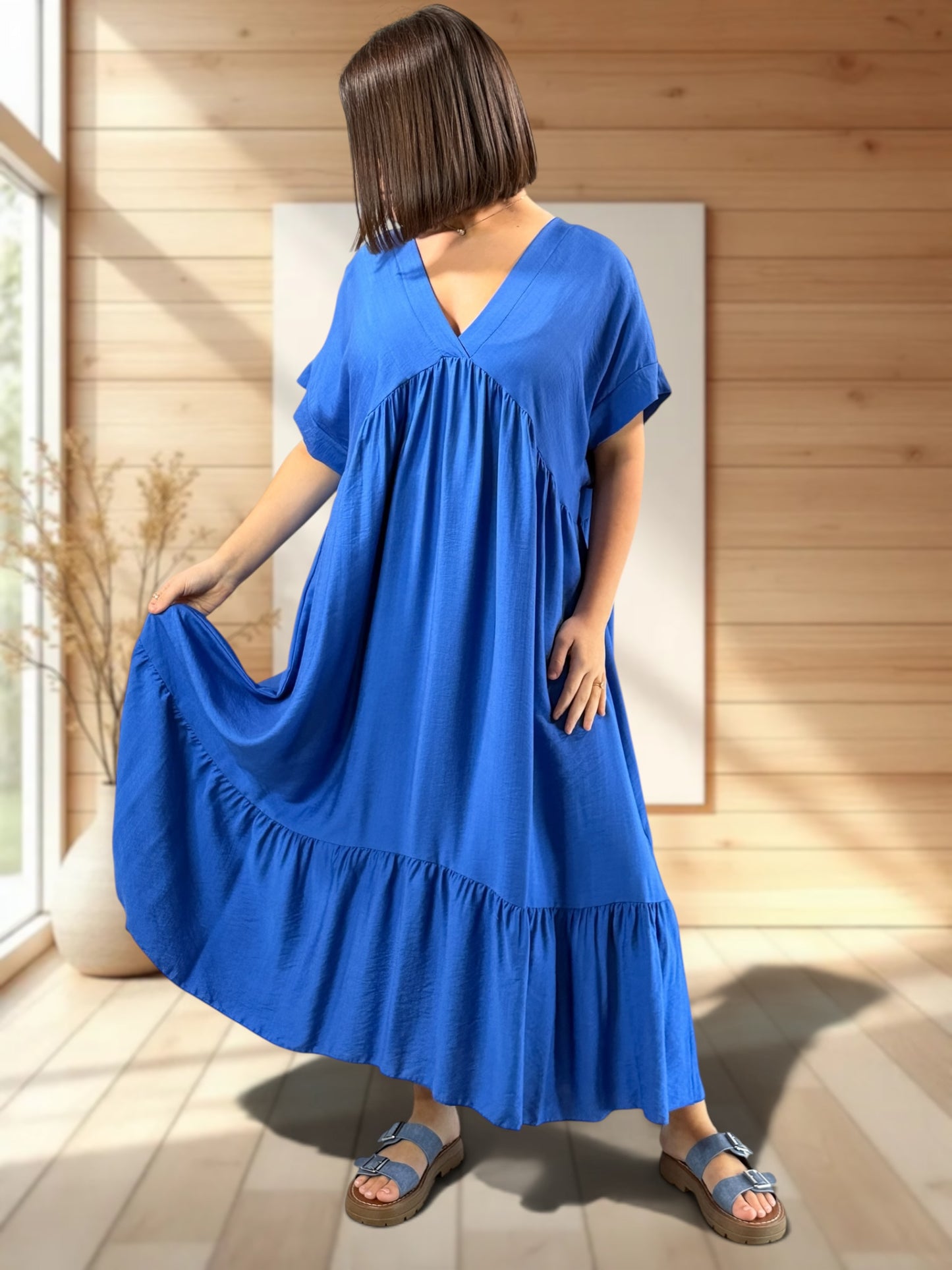 CLOE - ROBE LONGUE BLEUE IMPERIAL JUSQU'A LA TAILLE 54