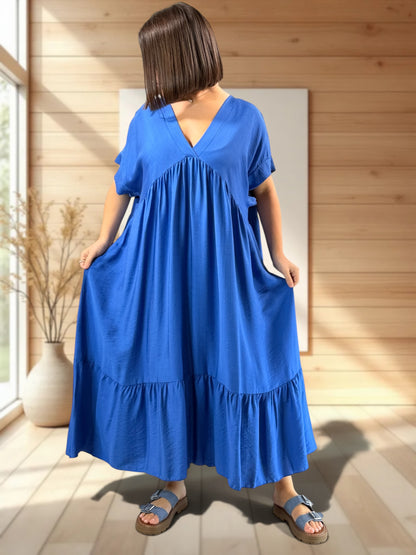 CLOE - ROBE LONGUE BLEUE IMPERIAL JUSQU'A LA TAILLE 54