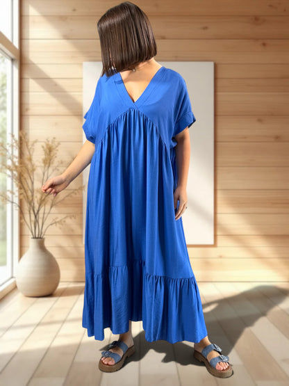 CLOE - ROBE LONGUE BLEUE IMPERIAL JUSQU'A LA TAILLE 54