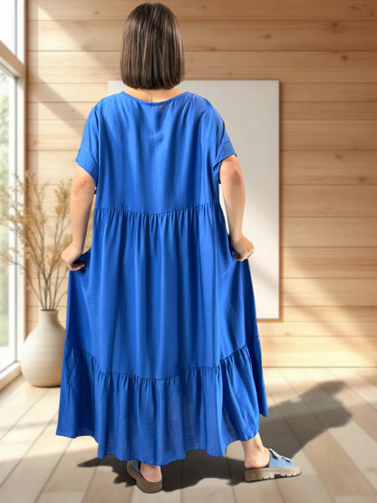 CLOE - ROBE LONGUE BLEUE IMPERIAL JUSQU'A LA TAILLE 54